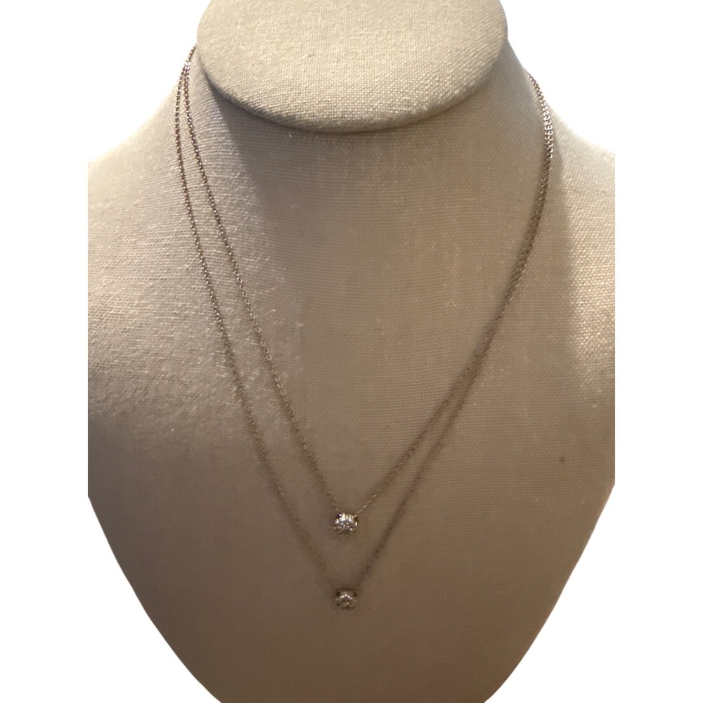 Lulus gold Tone Double Layered Round Solitaire Pendant Necklace Minimalist Chic